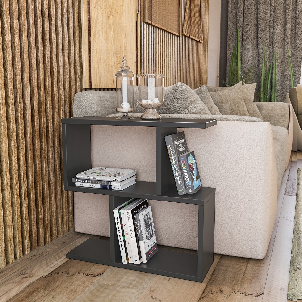 Masuta pentru living Life, Kalune Design, 60x20x60 cm, antracit - imagine 4